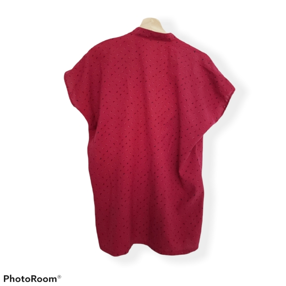 Vintage Geometric print mandarin collar top - Picture 4 of 5